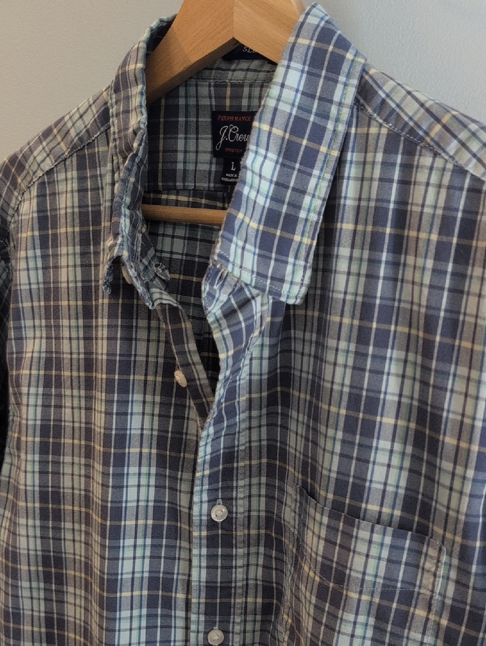 J. Crew Men's Large Slim Fit Performance Stretch Long Sleeve Shirt Style #BB053